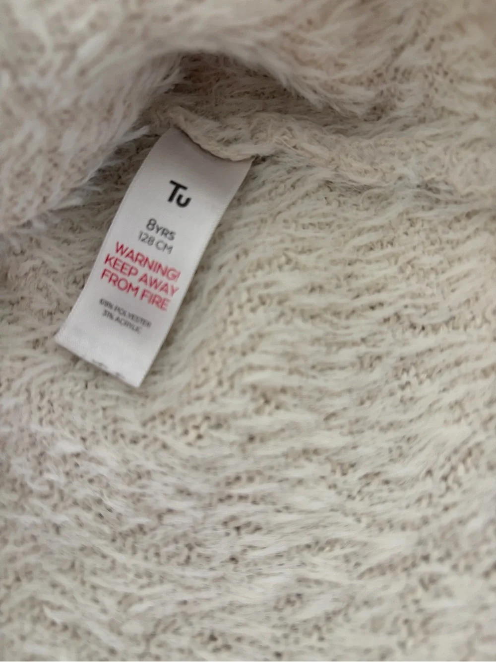 8 girls fuzzy bolero cardigan long sleeve sweater fur cream color by TU